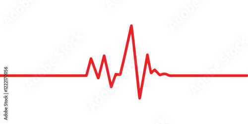 Red heartbeat line icon. Pulse trace, ECG or EKG Cardio graph symbol for Health, Medical cardiology analysis. Stroke heart diagram, cardiogram. Vector art