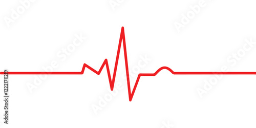 Red heartbeat line icon. Pulse trace, ECG or EKG Cardio graph symbol for Health, Medical cardiology analysis. Stroke heart diagram, cardiogram. Vector art