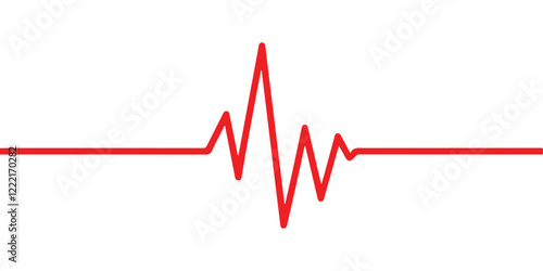 Red heartbeat line icon. Pulse trace, ECG or EKG Cardio graph symbol for Health, Medical cardiology analysis. Stroke heart diagram, cardiogram. Vector art