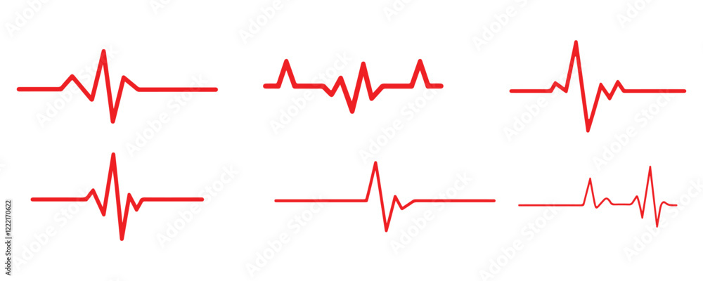 Naklejka premium heart beat cardiogram red line art vector