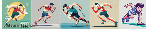 Vector collection of a relay race athlete