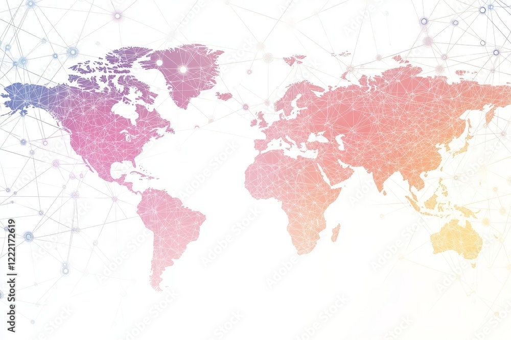 Fototapeta premium Global Network Connection: A World Map Visualization