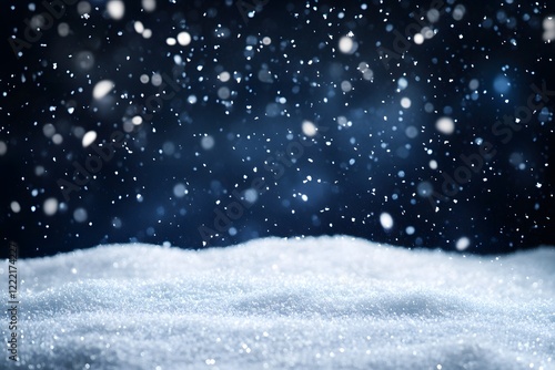 Wallpaper Mural Snowy night scene with falling snowflakes and a textured snowdrift. Torontodigital.ca