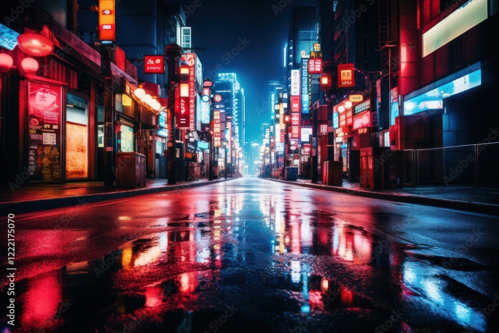 Obraz premium Night street in tokyo architecture metropolis nightlife.