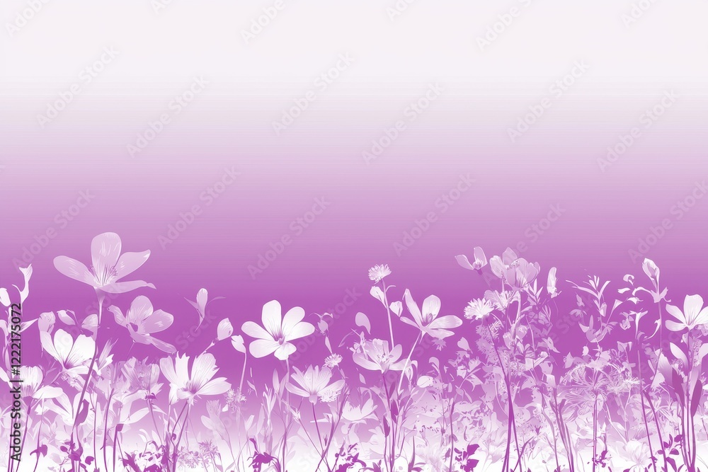 Floral Field Gradient: A field of flowers transitioning from deep purple at the forefront to soft pinks and whites in the background. Floral Field Gradient: A field of flowers transitioning from deep purple at the forefront to soft pinks and whites in the background.