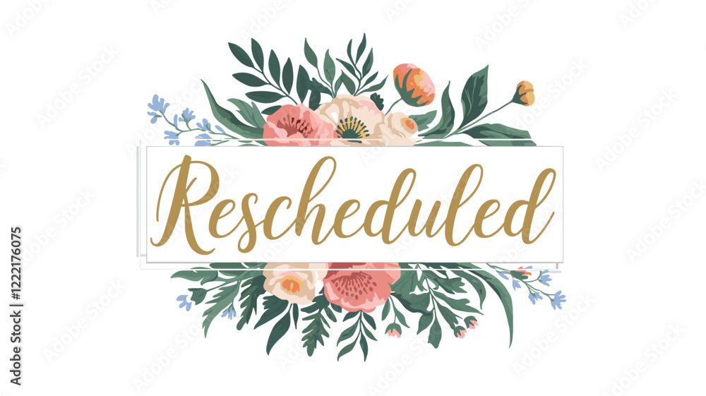 Obraz premium Rescheduled Floral Announcement Banner