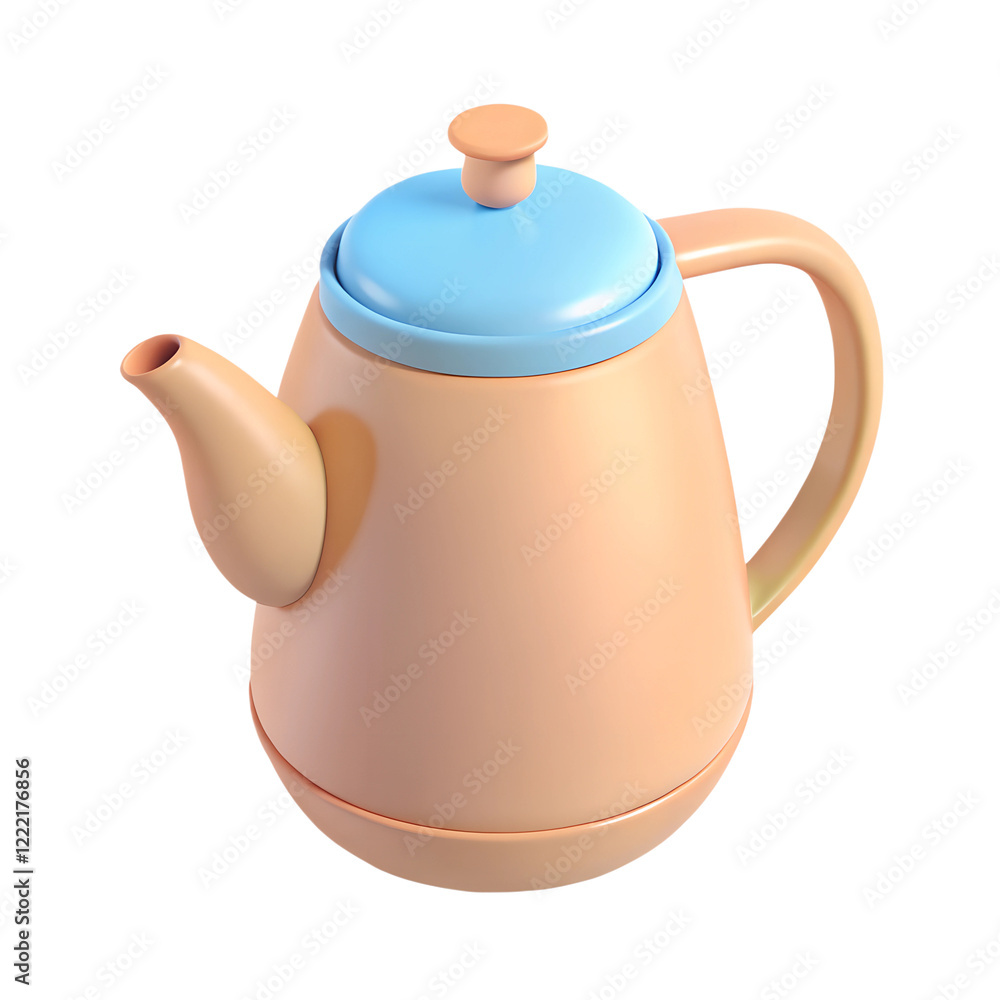 Fototapeta premium Teapot. 3d rendering isolated on white background. Cartoon plastic style icon. Pastel colors