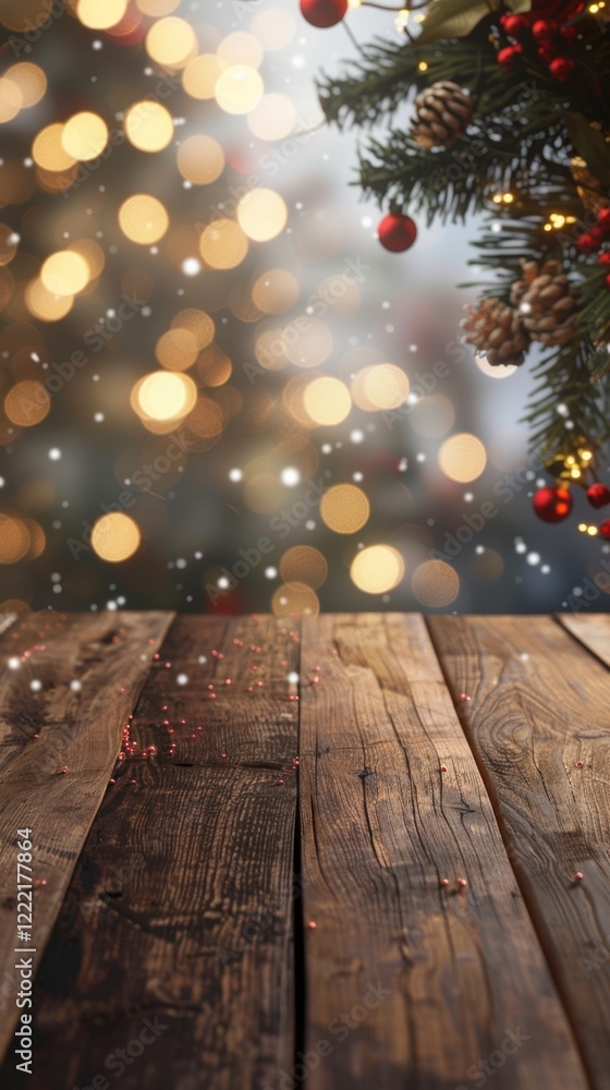 Cozy Holiday Background with Christmas Tree and Warm Lights Cozy Holiday Background with Christmas Tree and Warm Lights