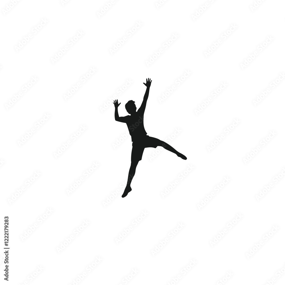 Silhouette of a person jumping with joy, perfect for celebrations or special offers Silhouette of a person jumping with joy, perfect for celebrations or special offers