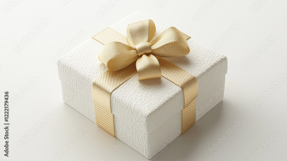 Obraz premium beautifully wrapped gift box with golden ribbon, perfect for celebrations
