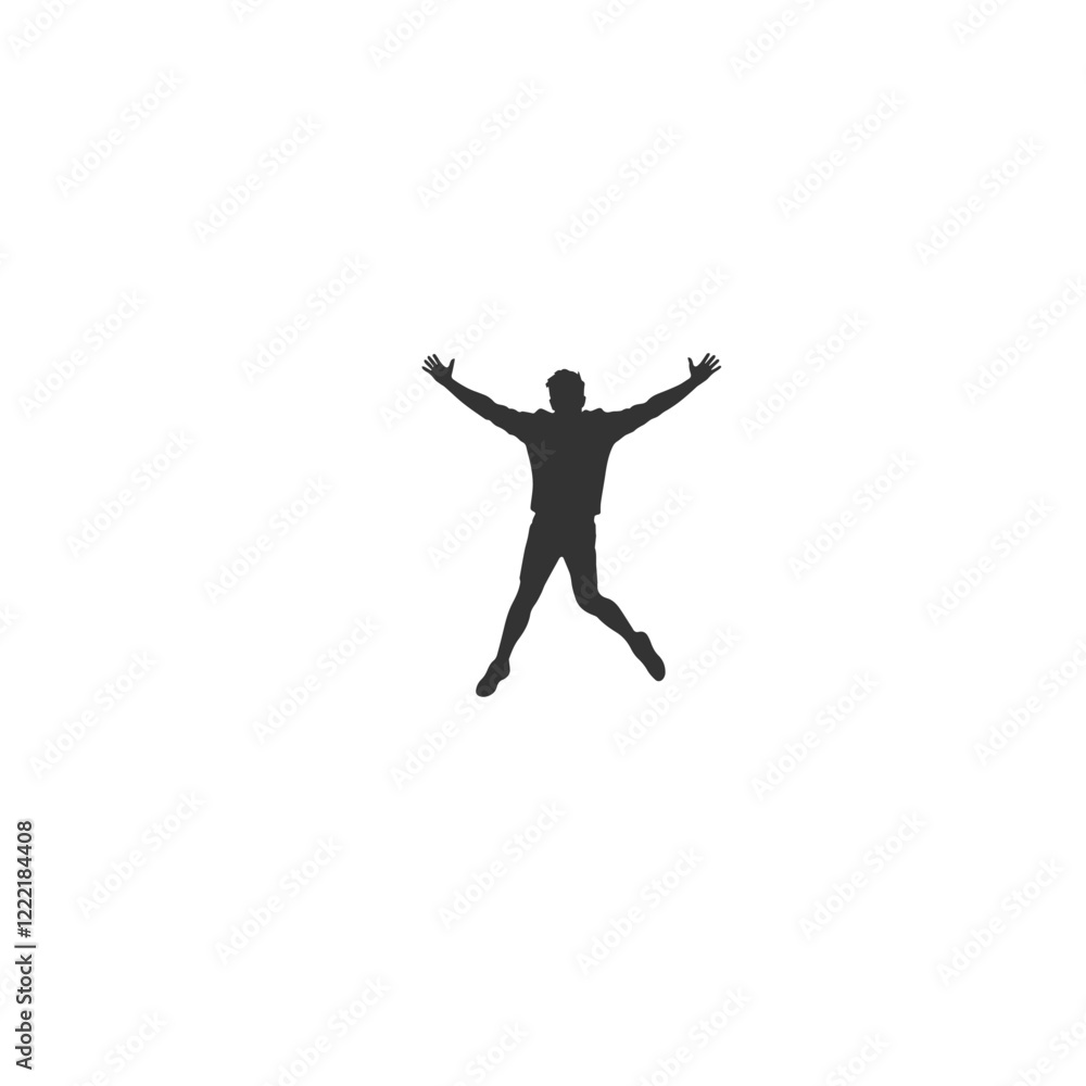 Silhouette of a person jumping with joy, perfect for celebrations or special offers Silhouette of a person jumping with joy, perfect for celebrations or special offers