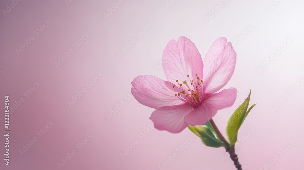 Closeup of a vibrant pink flower with lush green leaves in full bloom vivid Closeup of a vibrant pink flower with lush green leaves in full bloom vivid