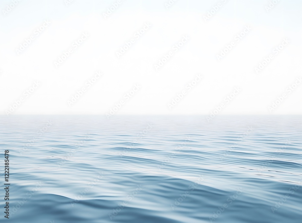 Naklejka premium Calm, serene ocean surface with a bright, hazy sky.