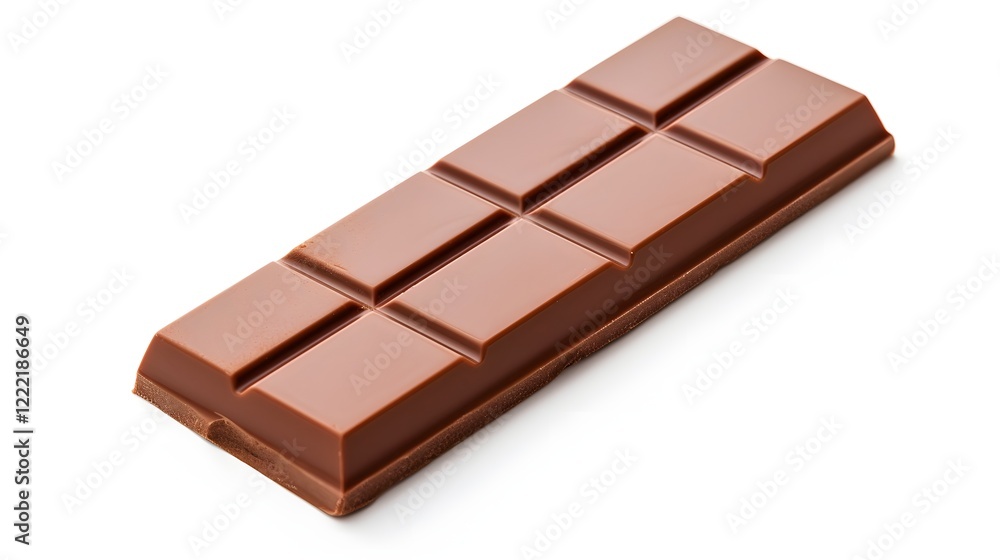 Indulgent Single Piece of Luxurious Chocolate Bar Photographed Against a Minimalist White Background with Attention to Textures and Details Indulgent Single Piece of Luxurious Chocolate Bar Photographed Against a Minimalist White Background with Attention to Textures and Details