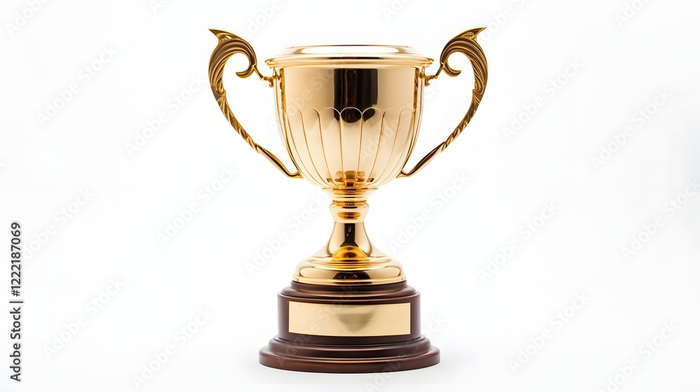 Triumphant Golden Trophy Cup Displayed on a Clean White Background Symbolizing Victory Honor and the Culmination of Dedicated Effort and Hard Earned Success Triumphant Golden Trophy Cup Displayed on a Clean White Background Symbolizing Victory Honor and the Culmination of Dedicated Effort and Hard Earned Success