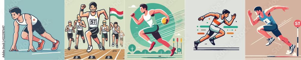 Vector collection of a relay race athlete Vector collection of a relay race athlete