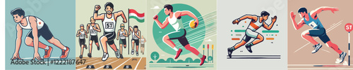 Vector collection of a relay race athlete