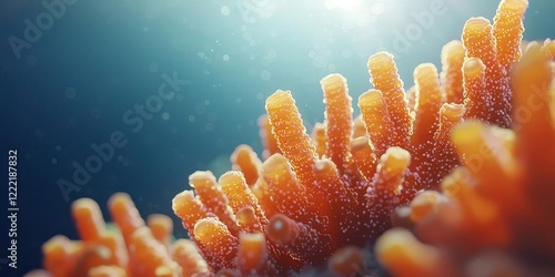 Close-up of Orange Coral Reef, Marine Biology, Underwater Ecosystem