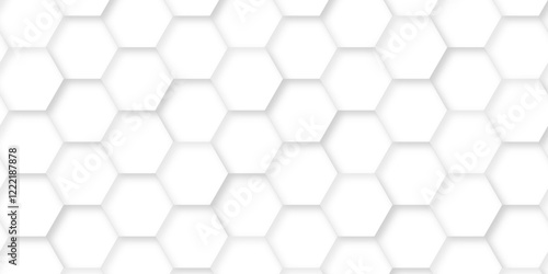 Abstract geometric vector design pattern with hexagonal shapes and modern digital texture for futuristic technology Illustrations. white hexagon design concept with geometric background.
