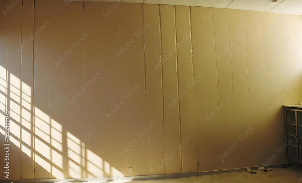 Obraz premium Golden wall with soft shadows from sunlight. 