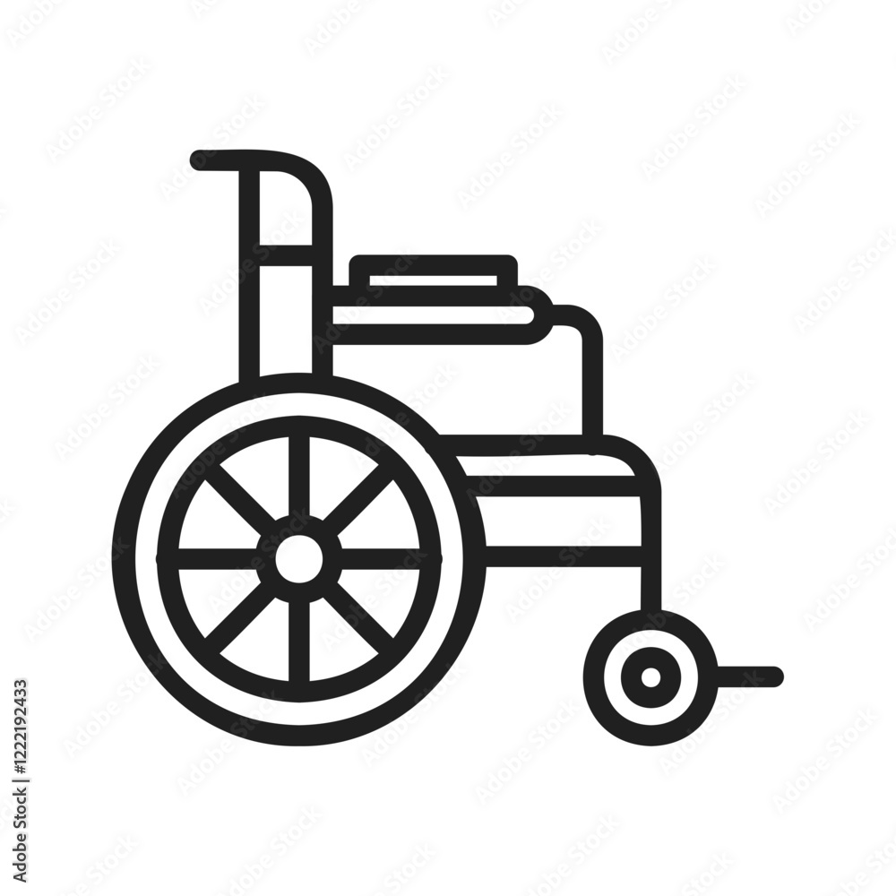 Wheelchair icon vector image. Suitable for mobile apps, web apps and print media. Wheelchair icon vector image. Suitable for mobile apps, web apps and print media.