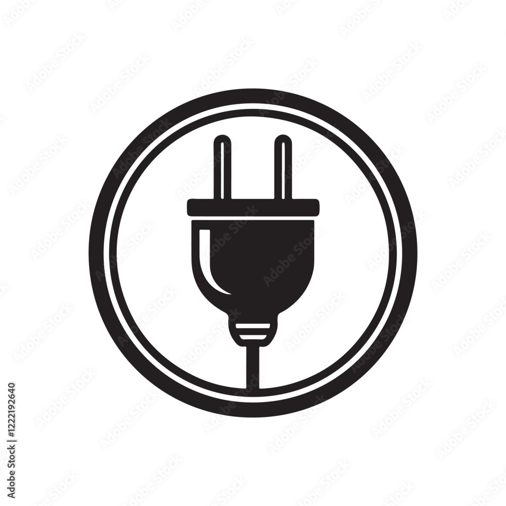 Vector silhouette image of a electric plug power icon Vector silhouette image of a electric plug power icon