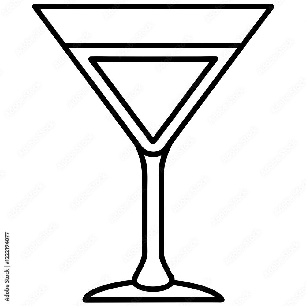 Minimal Martini Glass Line Art Minimal Martini Glass Line Art