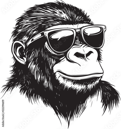 black and white illustration of a gorilla photo