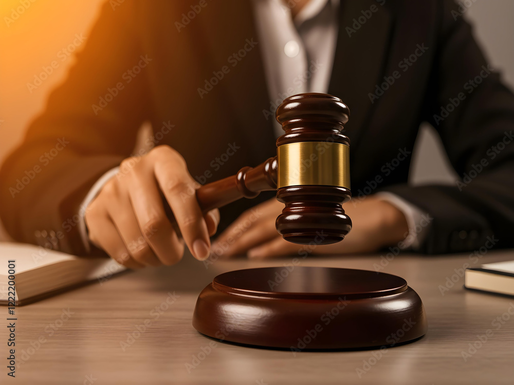 Judge Holding Mallet, Justice in a Courtroom Judge Holding Mallet, Justice in a Courtroom