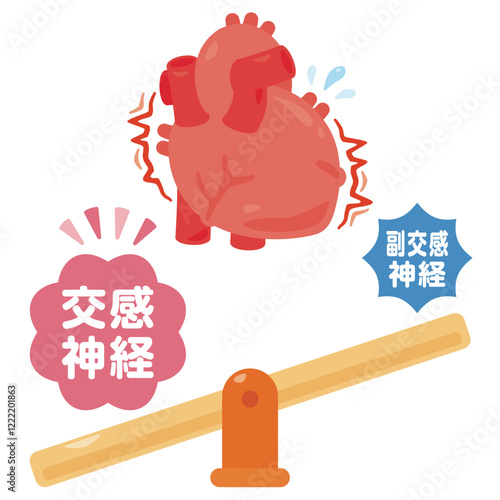 交感神経が働きすぎて動悸を起こす心臓のイラスト