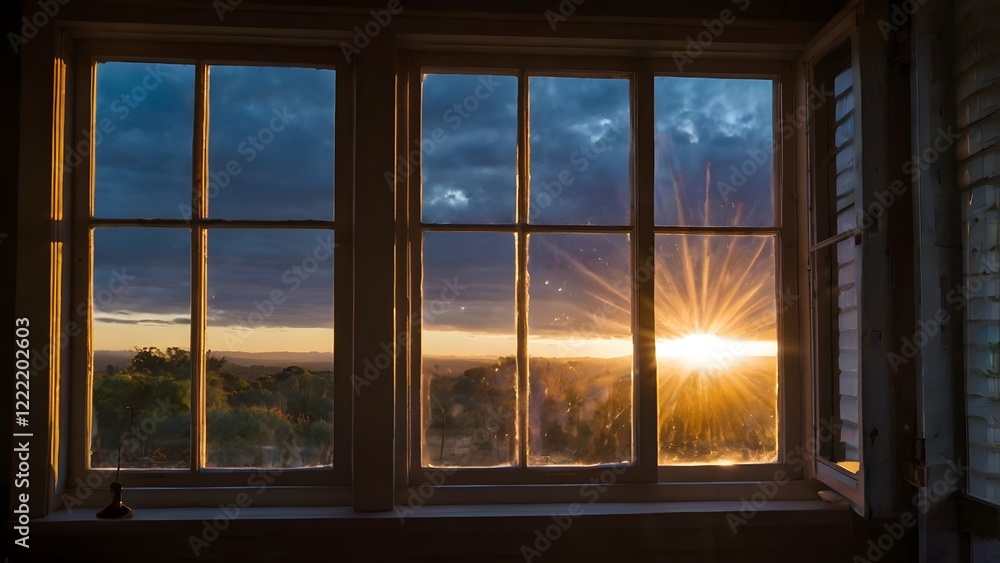 Fototapeta premium The atmosphere of a photo taken out by a window with light shining in. 