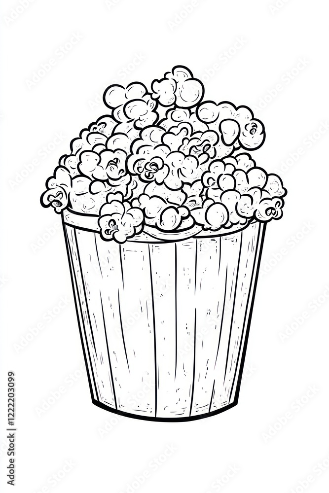 A cartoon drawing of a bucket of popcorn. A cartoon drawing of a bucket of popcorn.