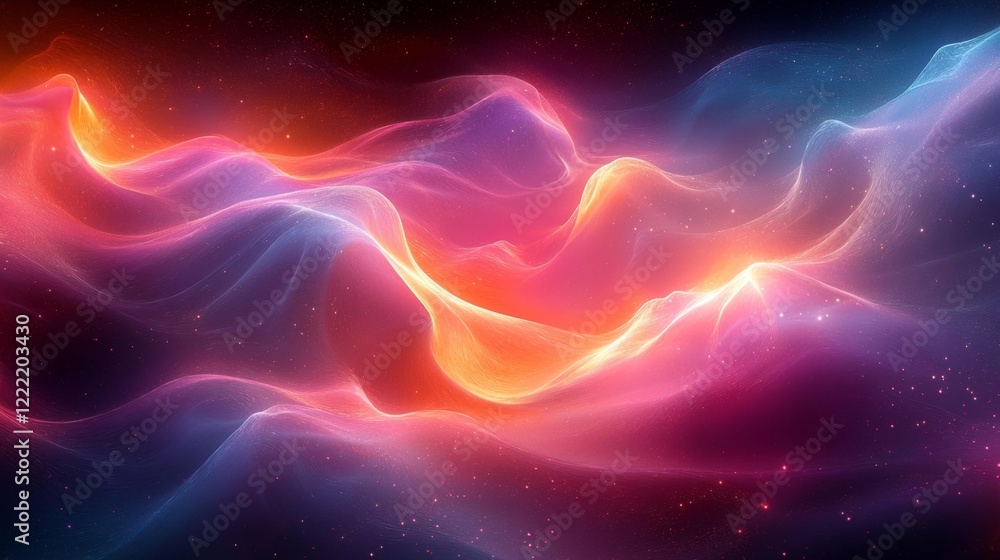 Fototapeta premium Futuristic Surreal Digital Waves with Neon Glow. Generative AI