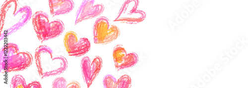 クレヨンで描いたようなハートの背景