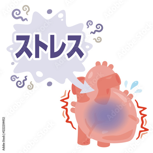 ストレスを受けて動悸を感じる心臓のイラスト