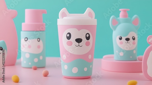 A creative and colorful display of pet facial cream, highlighting the product's innovative and playful branding.