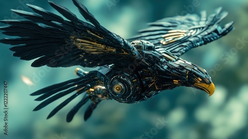 Mechanical Eagle in Flight: A Cyberpunk Masterpiece
