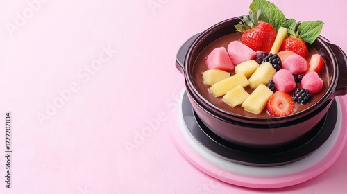 Wallpaper Mural Delicious Chocolate Fondue With Fresh Fruit and Marshmallows Torontodigital.ca