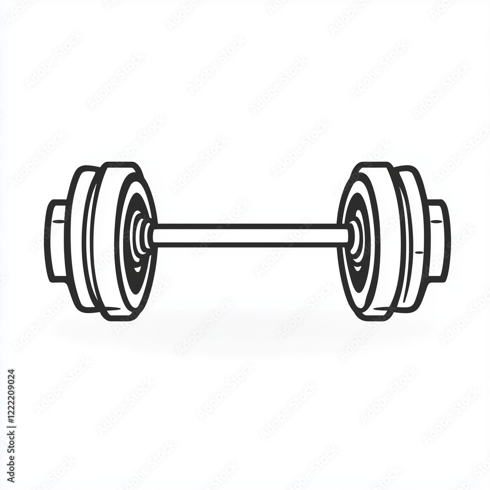 Barbell on a plain white background Barbell on a plain white background