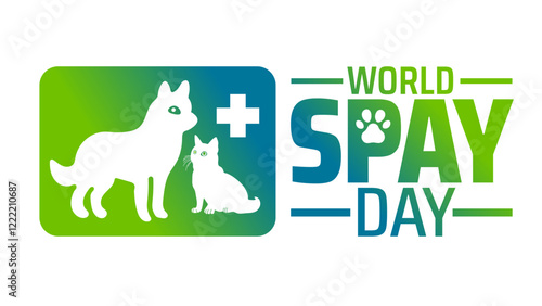 World spay day background banner or poster design template. observed every year in February. Holiday concept. Use to any Template, card, poster, placard, template.