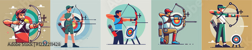 Vector collection of an archery athlete