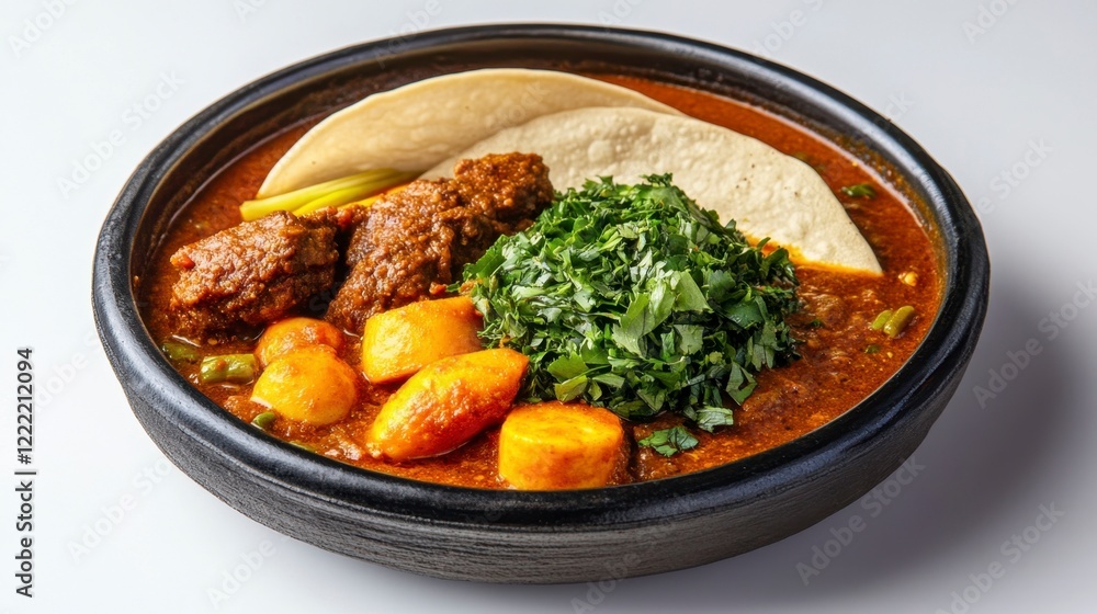 Savory Stew with Potatoes and Greens Served with Tortilla Savory Stew with Potatoes and Greens Served with Tortilla