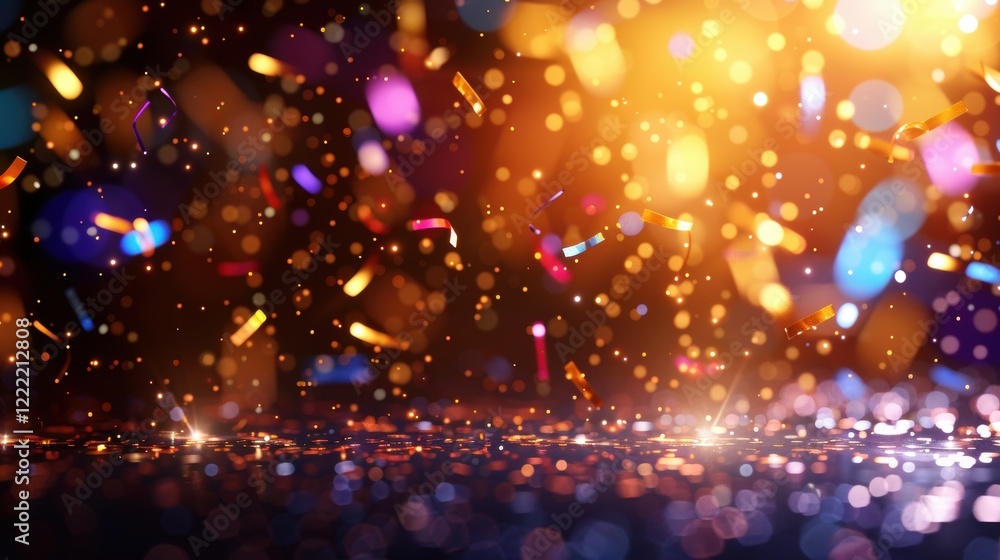 A vibrant display of colorful bokeh lights and glimmering particles, creating a magical and festive atmosphere. A vibrant display of colorful bokeh lights and glimmering particles, creating a magical and festive atmosphere.