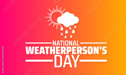 National Weatherperson's Day background banner or poster design template. observed every year in February. Holiday concept. Use to any Template, card, poster, placard, template.