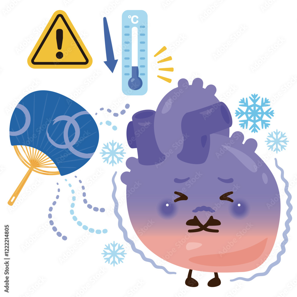 寒さで調子が悪くなる心臓のキャラクター 寒さで調子が悪くなる心臓のキャラクター