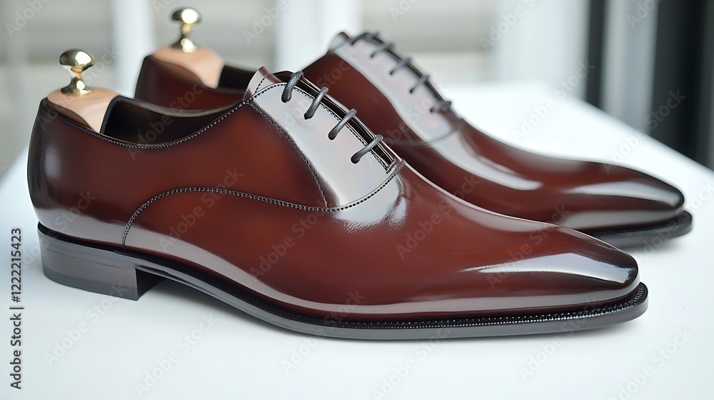 Two brown shoes with a gold post on top Two brown shoes with a gold post on top