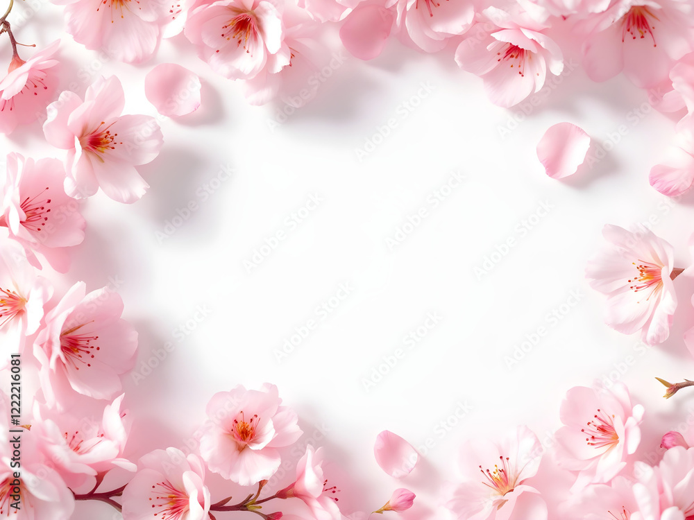 Pink Cherry Blossom Background Infused with Soft Prism Light Pink Cherry Blossom Background Infused with Soft Prism Light
