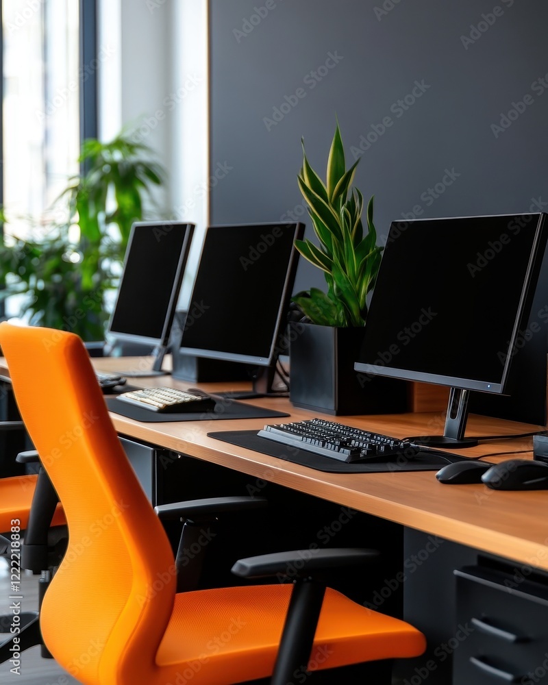 Modern office setup featuring clear signage for secure data backup solutions and organizational efficiency. Modern office setup featuring clear signage for secure data backup solutions and organizational efficiency.