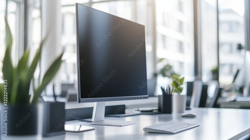 A cutting-edge 4K ultra-high-definition monitor with a sleek, minimalistic design in a clean, modern office A cutting-edge 4K ultra-high-definition monitor with a sleek, minimalistic design in a clean, modern office