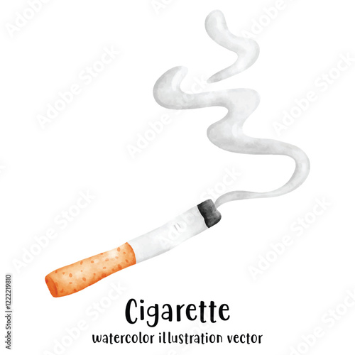 Cigarette, stop smoking, watercolor vector illustration 